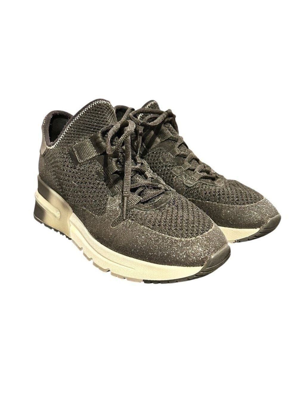 ASH Krush Knit Low Top Sneakers Stretch Knit Upper Laces Black with Ombré Soles